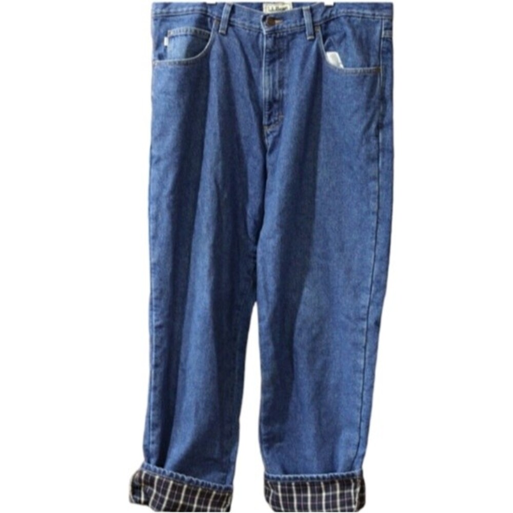 LL Bean Flannel-Lined Insulated Work Jeans 36×32 Warm Winter Utility